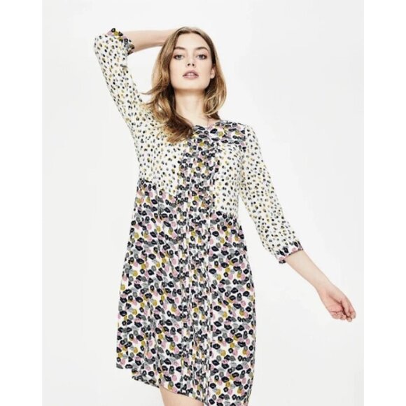 BODEN Hotchpotch Pintuck Shift Dress Floral Poppy Meadow Feminine Boho Size US 6 - Picture 1 of 13